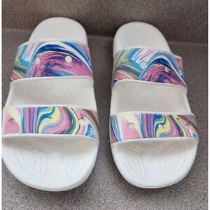 Crocs Out Of This World Double Strap Sandals Slides Women Size 6 Multicolor